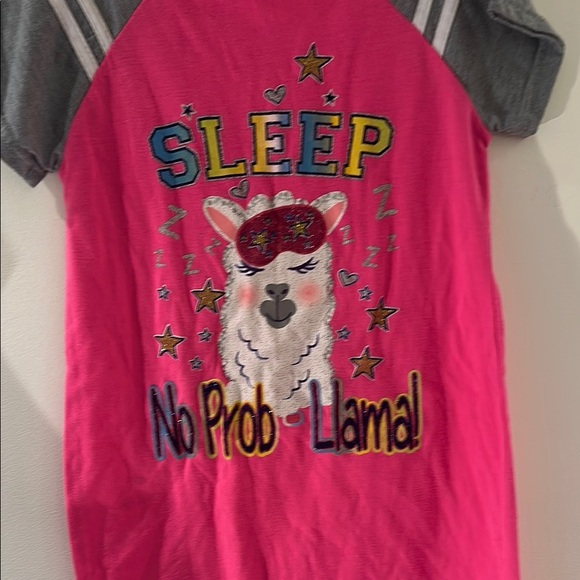 Pink and Gray Nightgown with Playful Design - Picture 2 of 5